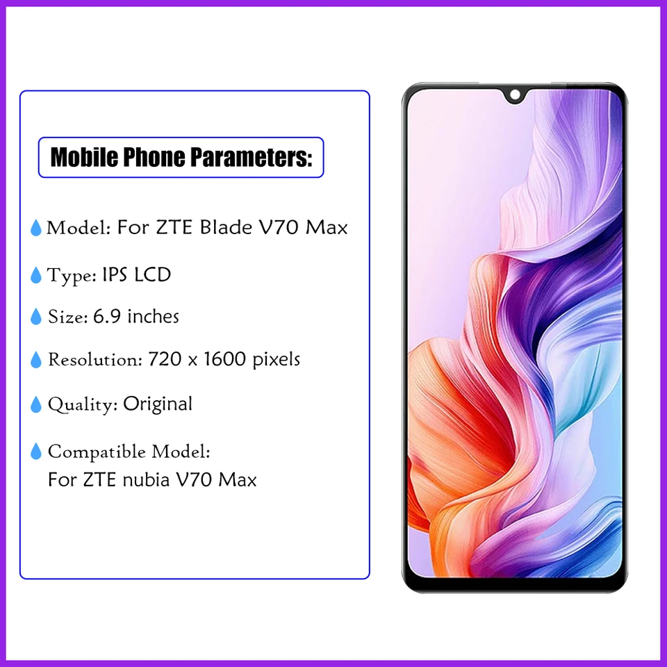 Display Touch Screen Sostitutivo Per ZTE Blade V70 E Modelli Compatibili | LCD Per V70 Vita, AXON 70 Lite, Nubia Music2, Focus 25G