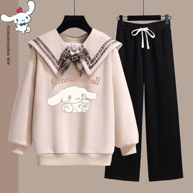 

Sanrio Girls Cinnamoroll кукольный воротник футболка комплект аниме мультфильм весна осень новый стиль Kawaii студенческий стиль повседневный мягкий
