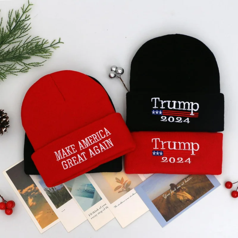 Trump 2024 Beanie Hats MAGA  Make America Great Again Winter Knit Hats for Men Women