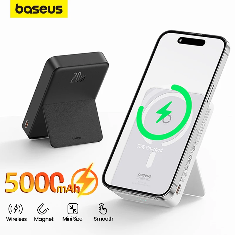 

Baseus Magnetic Power Bank 5000mAh Wireless Fast Charging External Battery For iPhone 15 Pro Max Huawei Mate 60 Pro Phone Stand