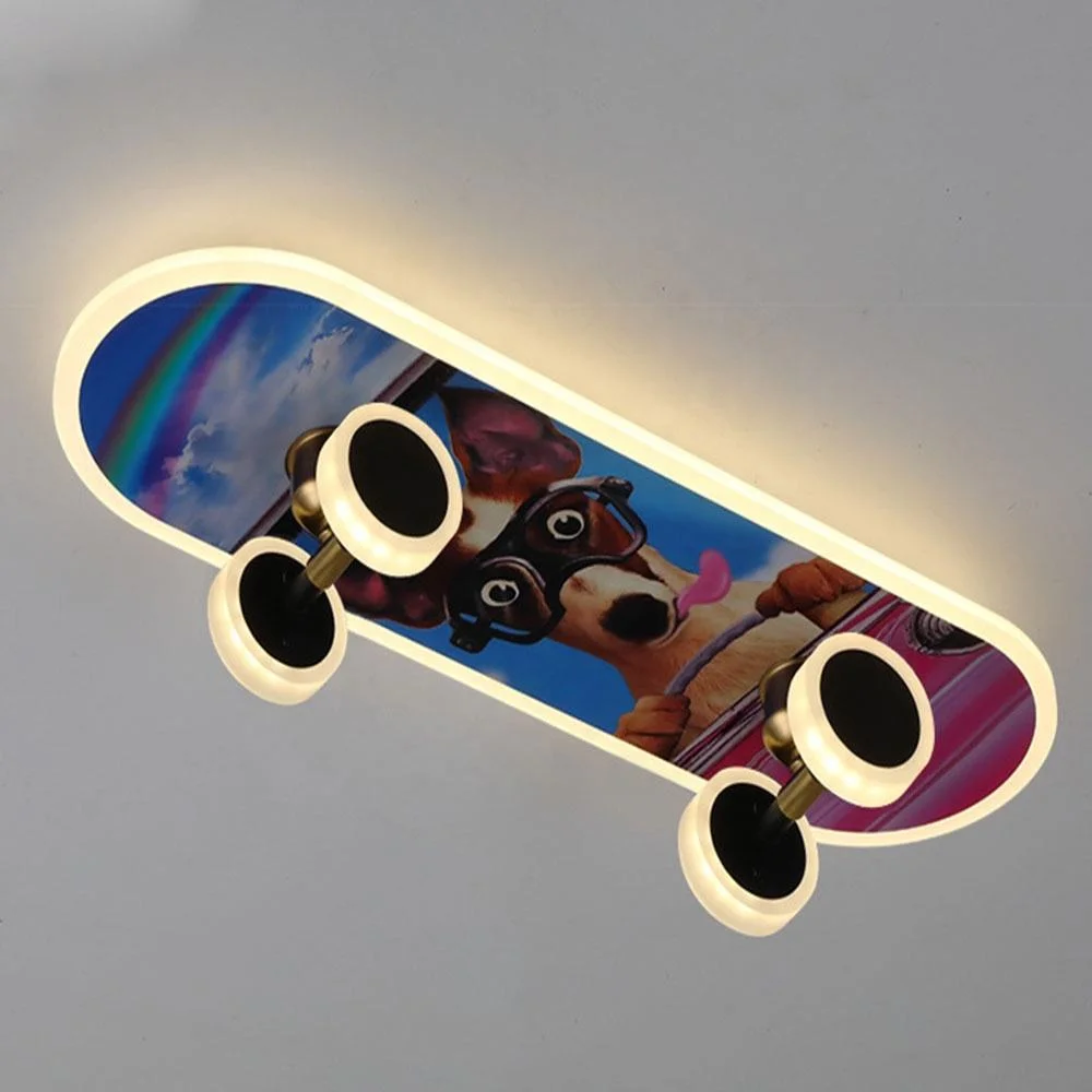 Creative Skateboard Ceiling Light Art Creative LED Home Ceiling Lights Modern Boy Girl Living Room Cartoon Decor Lighting