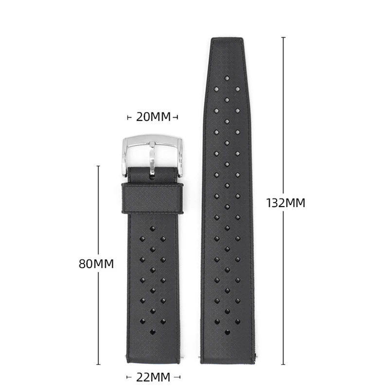 CLASSIC TROPICAL STYLE FKM RUBBER WATCH STRAP 20mm 22mm watch band for Seiko for Oris Watch Replaement Watch Bracelet Belt