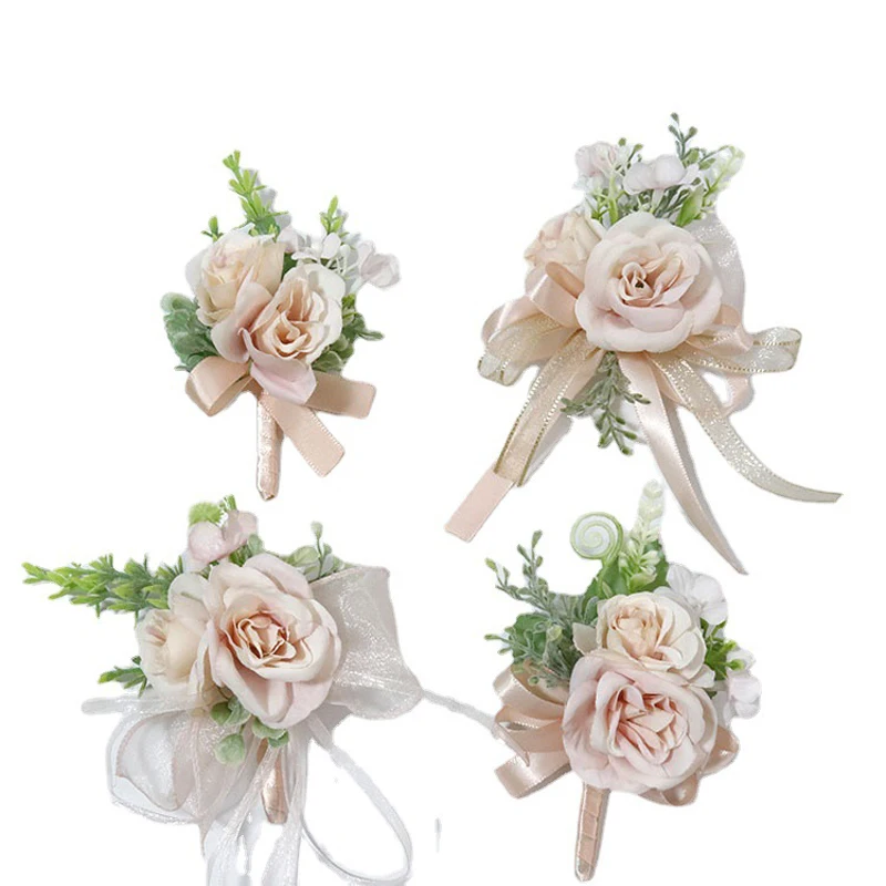 Roze Romantische Acessórios Para Casamento Bruidsmeisje Kunstmatige Bloemen Bruiloft Boutonniere Corsage Getuige Huwelijk Homme