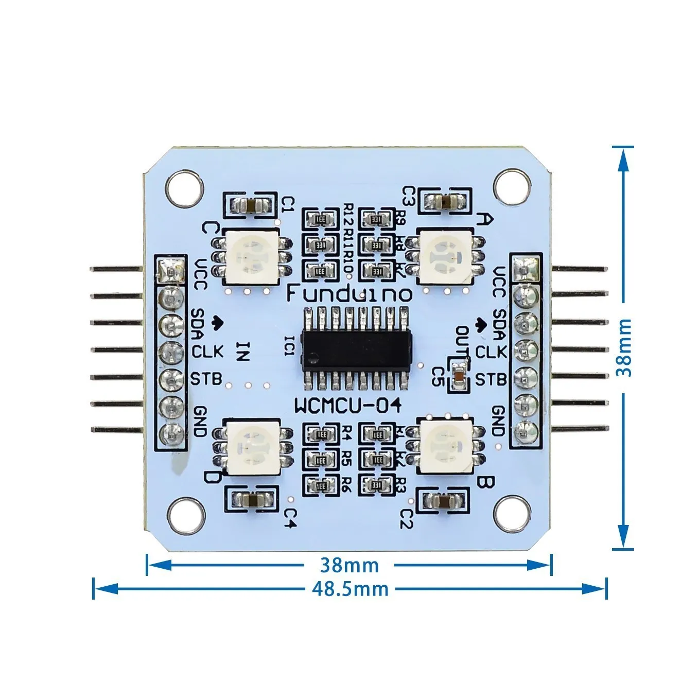 White RGB module 74HC595 controls 4 RGB LED display 5V for Arduino MCU