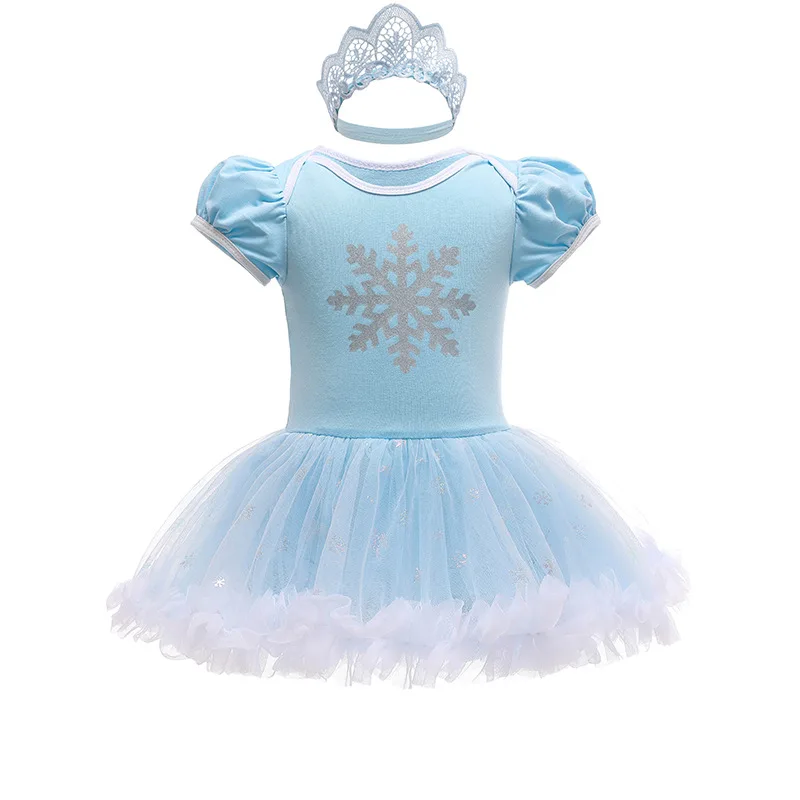 New Summer Baby Girl Party Bodysuit Short Sleeved Round Collar Princess Jumpsuit Sweet Style Halloween Dress Up Clothing H117