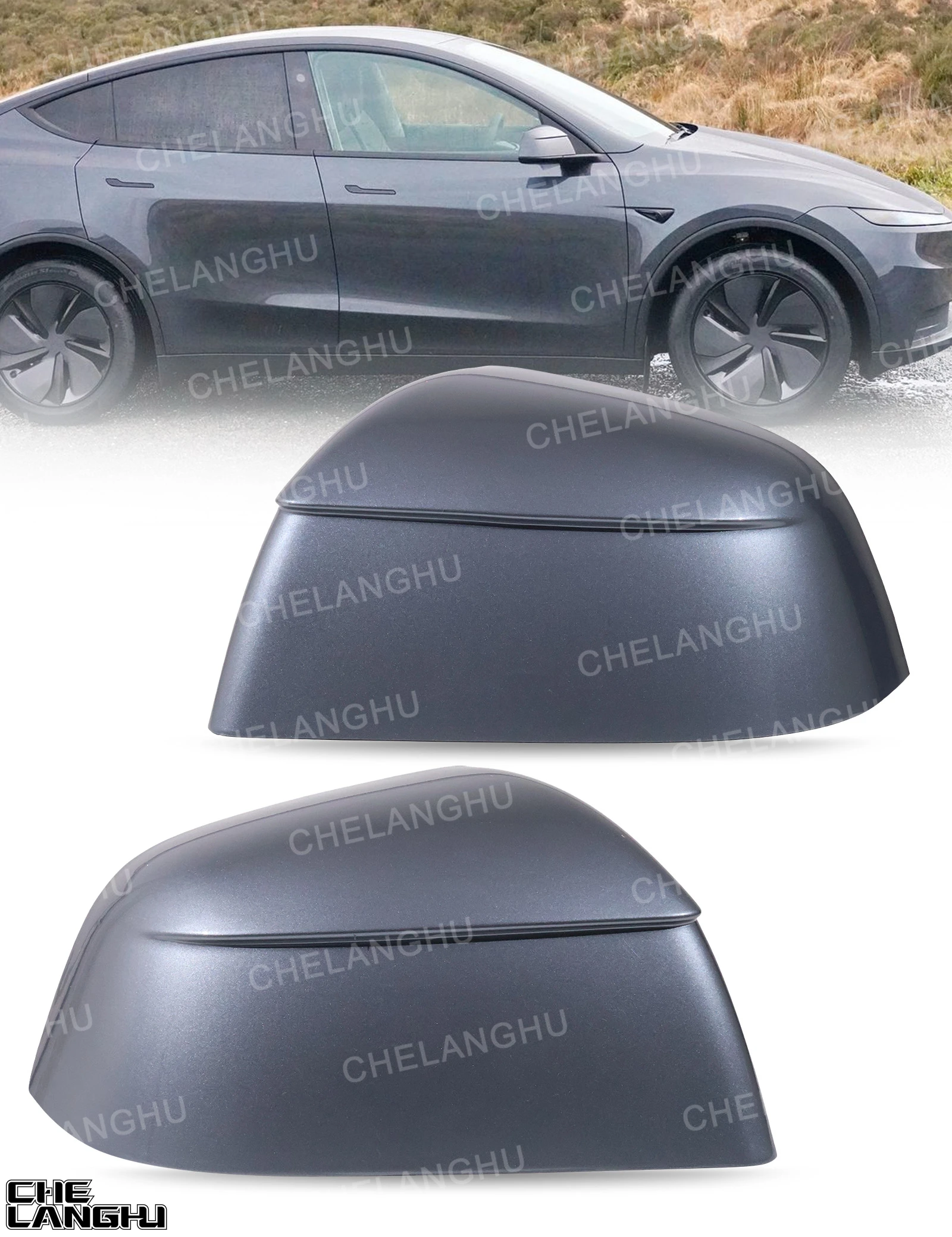 For Tesla Model Y 2025 2026 Car accessories Silver Painted Mirror Housing Cover 1963538 1963539