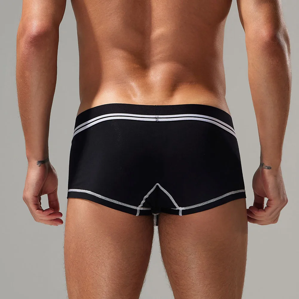 Men Elastic Waist Sexy Lingerie Stretch Sports U Pouch Brazilian Underwear Boxers Mesh Breathe Underpants Trunks Men's Clothing
