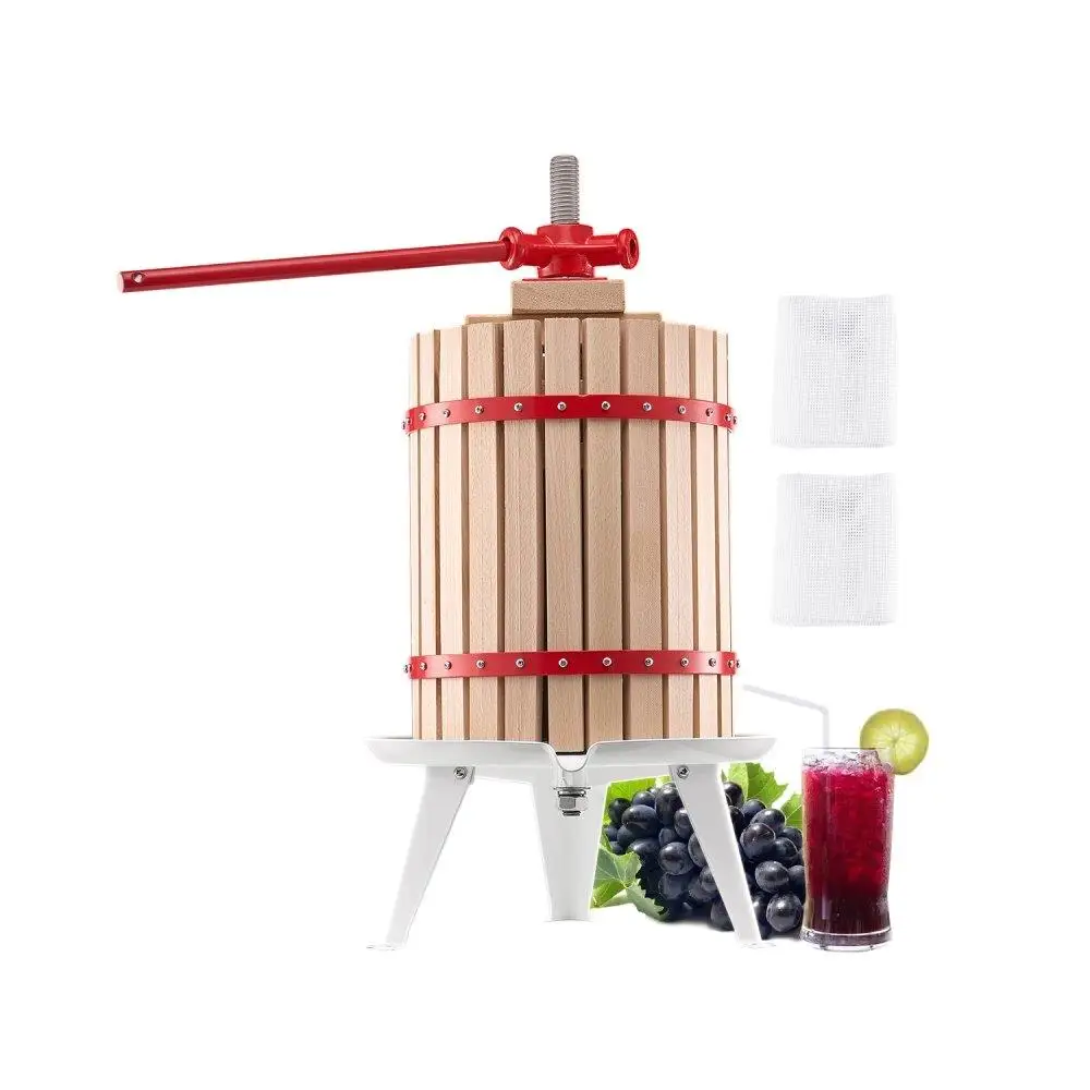 

Manual Wooden Wine Press 4.75 Gal/18L Capacity Kitchen Fruit Juicer Food Processor for Home And Garden Use