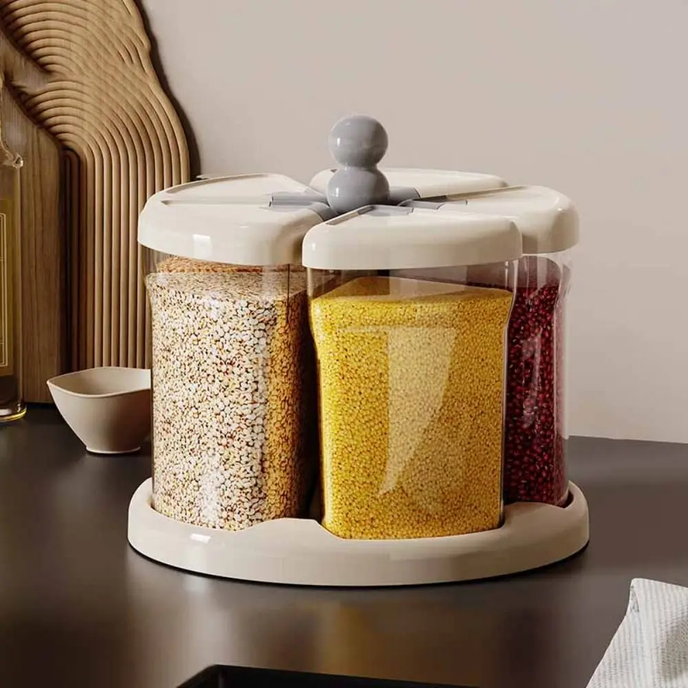 

6 Grids Grain Dispenser Sealed Multi Compartment Cereal Storage Container Space Saving Transparent Pantry Organizer