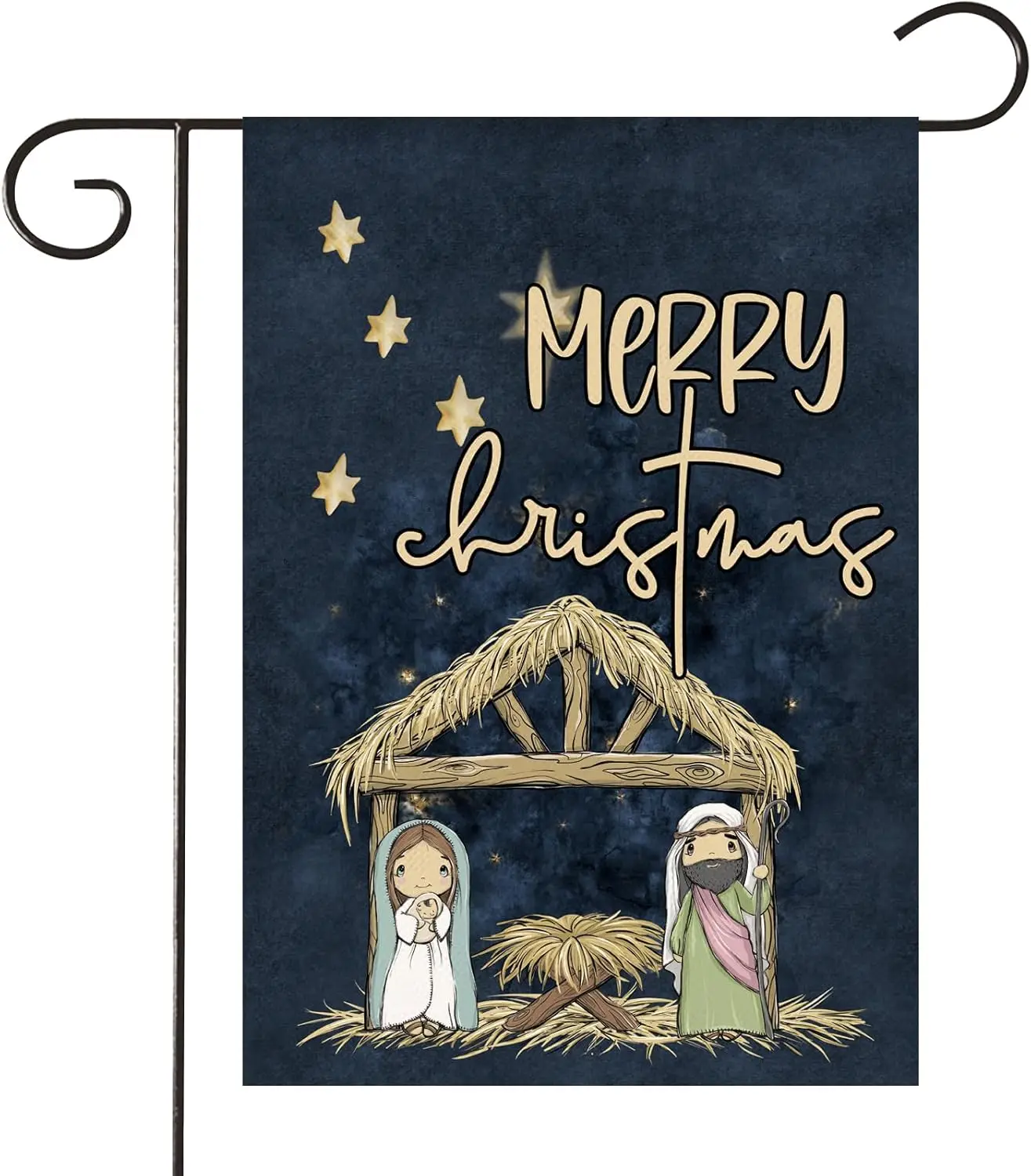 ONWAY عيد ميلاد سعيد ليلة المقدسة حديقة العلم 12x18 بوصة مزدوجة الوجهين يسوع المهد الشتاء ساحة صغيرة Falgs مزرعة Xmax D ZZA
