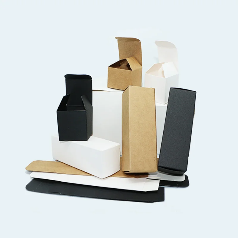 50Pcs 10ml/20ml/30ml/50ml/100ml White Black Kraft Paper Packaging Box Dropper Bottle Cosmetics Party Gift Cardboard Boxes Tubes