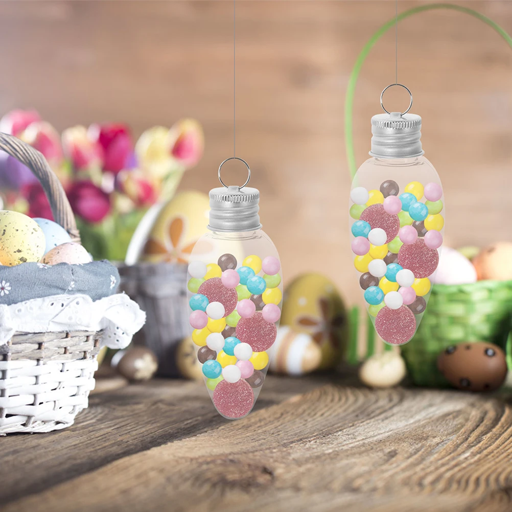 

20pcs Bulb Shape Candy Containers 35Ml Christmas Party Ornaments Safe Storage Bottle Hanging Decoration For Wedding