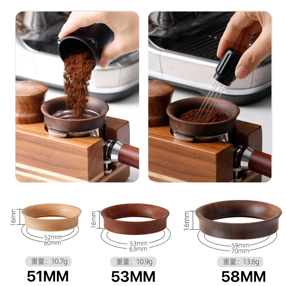 51/58mm Coffee Dosing Cup Walnut wood Espresso Dosing Funnel Brewing Bowl Portafilter Dosing Ring Coffee Accessories