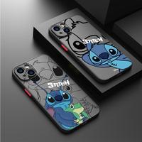 Disney Stitch For iPhone 16 15 14 13 12 11 Mini Pro Max XR XS Max 7 8 Plus Phone Case Transparent Black Shockproof Soft Covers