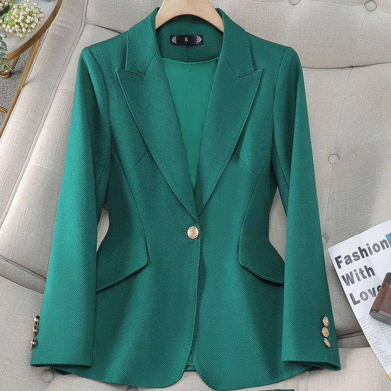 Imagem -02 - Zjyt-terno Blazer Verde Chique de um Botão para Mulheres Roupas de Escritório Conjuntos de Jaqueta e Calças Tamanho Grande Peças Primavera 2023