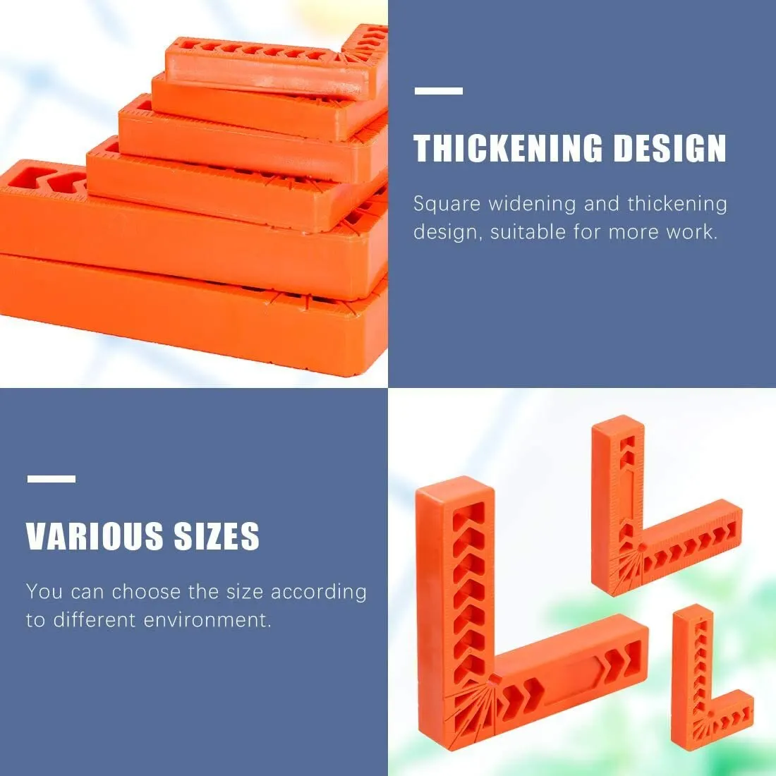 Plástico Ângulo Direito Régua Titular, Auxiliar Posicionador Ferramenta, L-Shaped Espaçador, Ângulo Fixo Gripper, Ferramenta para Madeira, 90 °, Overline, 4Pcs