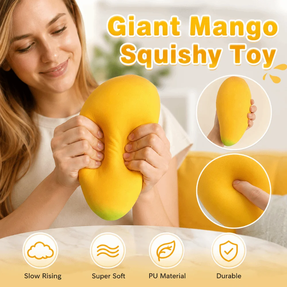 16cm Giant Mango Squishy Toy Super Soft Anxiety Relief Slow Rebound Fidget Toy Kneading Elastic Mango Squeeze Toy