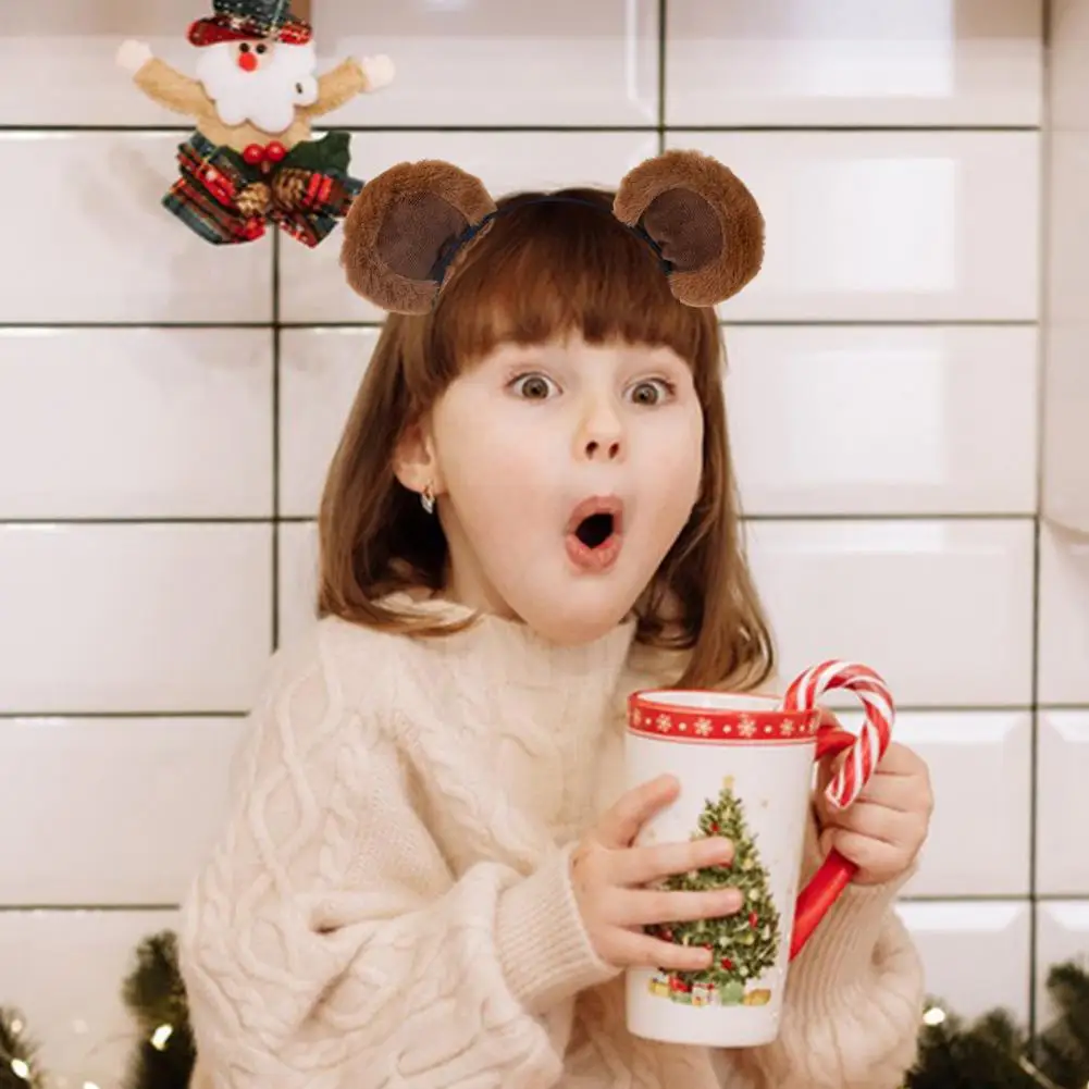 Повязка на голову с ушками, плюшевая повязка на голову с медвежьими ушками, эластичный дизайн, головной убор с изображением животных, аксессуар для макияжа, повязка на голову с ушками бурундука