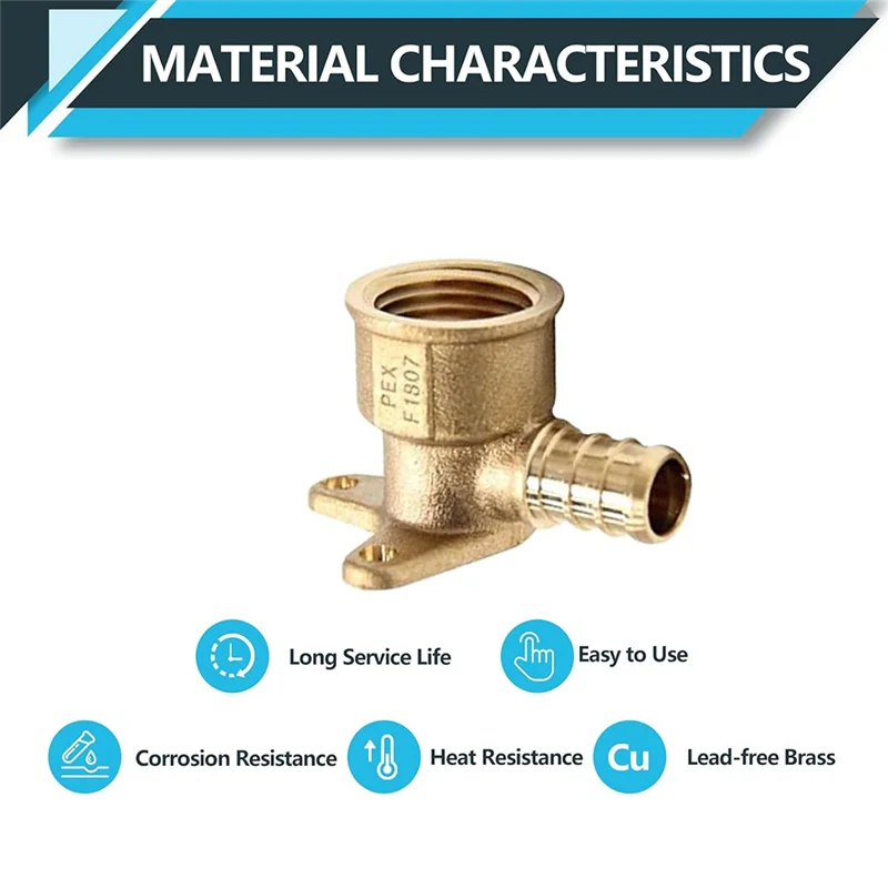 Фитинги PEX PORK-10 шт., адаптер колена PEex 1/2 дюйма X 1/2 дюйма с внутренней резьбой NPT, латунный обжим для трубок PEX, сантехника
