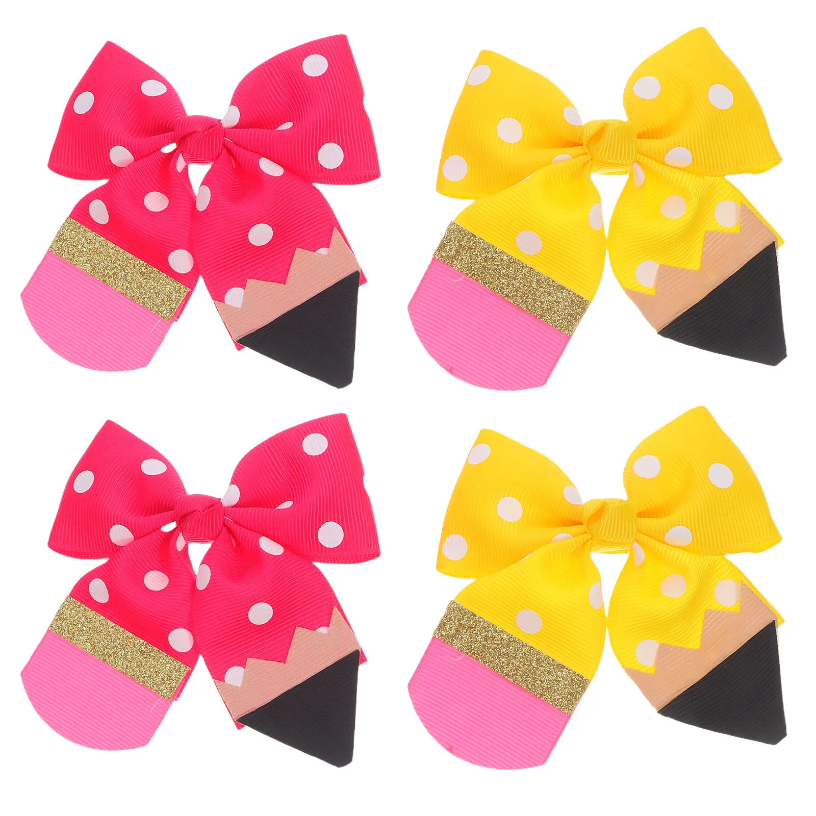 2Pairs Children Hair Accessories Large Bowknot Ribbon Barrettes Baby Hair Clips No Crease Hairpin for Girls Toddler School Daily