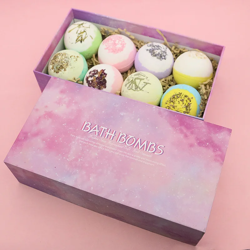 Exquisite Milk Bath Ball with Multi-Bubbles Rose Dried Flowers Aromatherapy Gift Box for Spa Experience