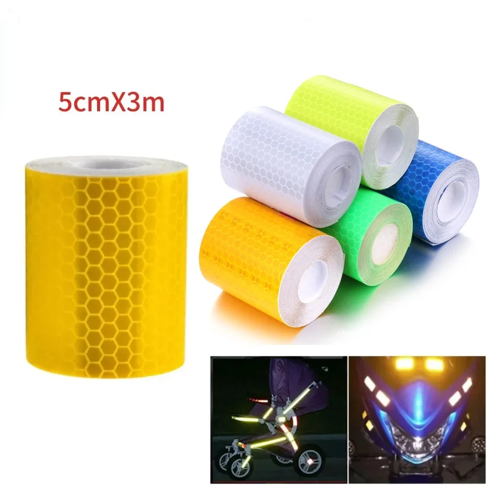 1 Roll 5cmx3m Safety Mark Reflective Tape Auto Safety Warning Sticker For Bicycles Frames Motorcycle Self Adhesive Film Reflecto