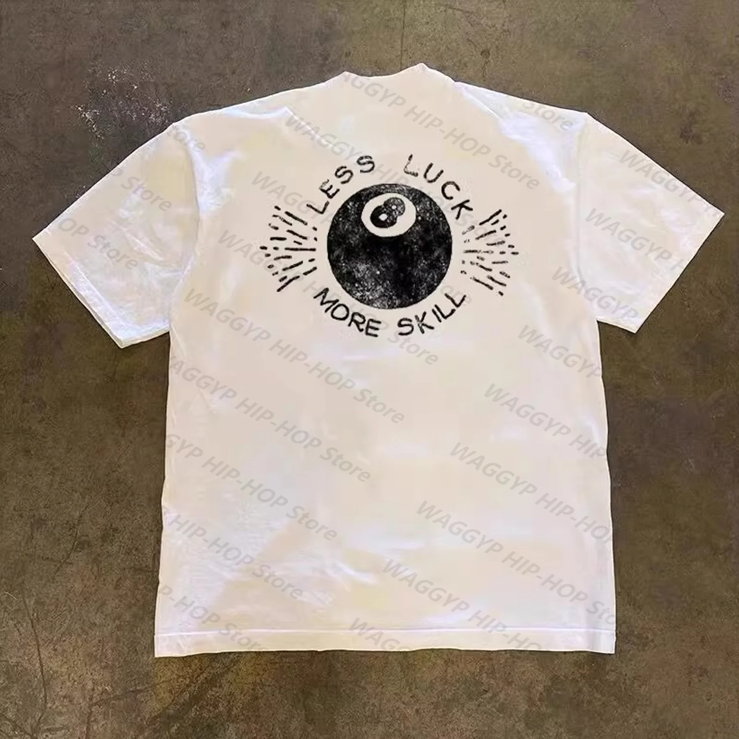 

[XNF Official Store]260 Of Grams Heavy Cotton! Less Luck More Skill Billiard Black 8 Vintage Sports T-shirt Short-Sleeved Tops