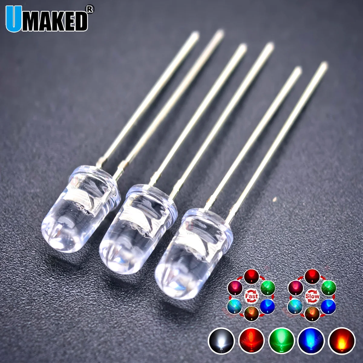 1000Pcs 5mm Led Diodes Self-Flashing White Red Green Blue Yellow Clear Len Color Changing Light Emitting Diy Led Lamp Beads DIP