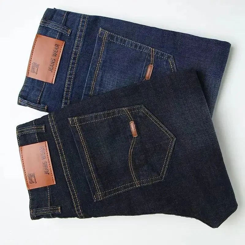 

Новые мужские классические джинсы Homme Pantalones Hombre Мягкие черные, синие джинсовые брюки-карго Деловые повседневные универсальные мешковатые джинсы Размер 28-40