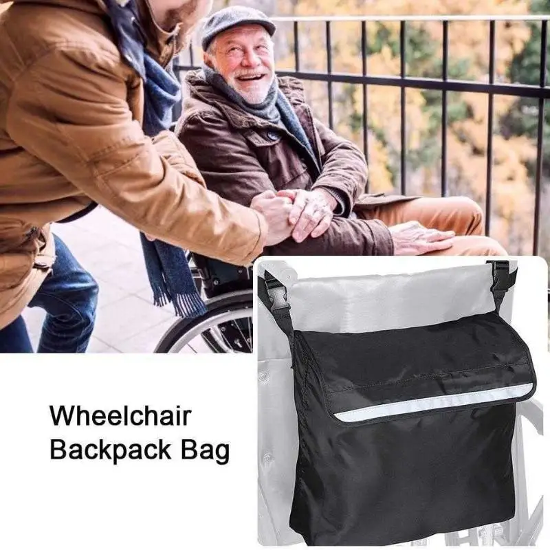 Outdoor Wheelchair Rear Bag Reflective Tape Waterproof Storage Bag Water Bottle Storage Bag Accessories Suitable For Wheelchairs