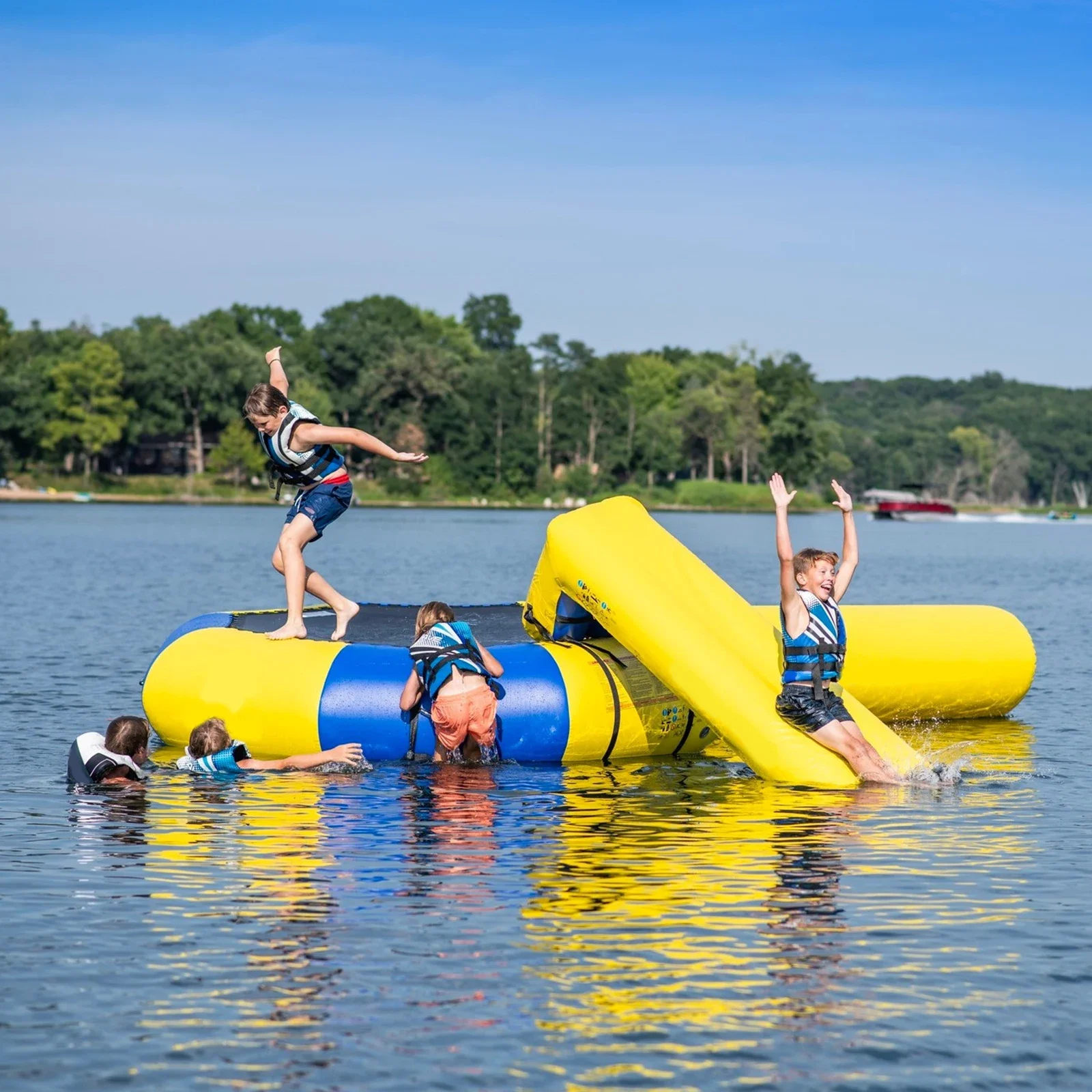 

Commercial PVC Outdoor Aqua Park Water Sports 4M Floating Inflatable Kids Water Jumping Trampoline Game Inflatable Floating