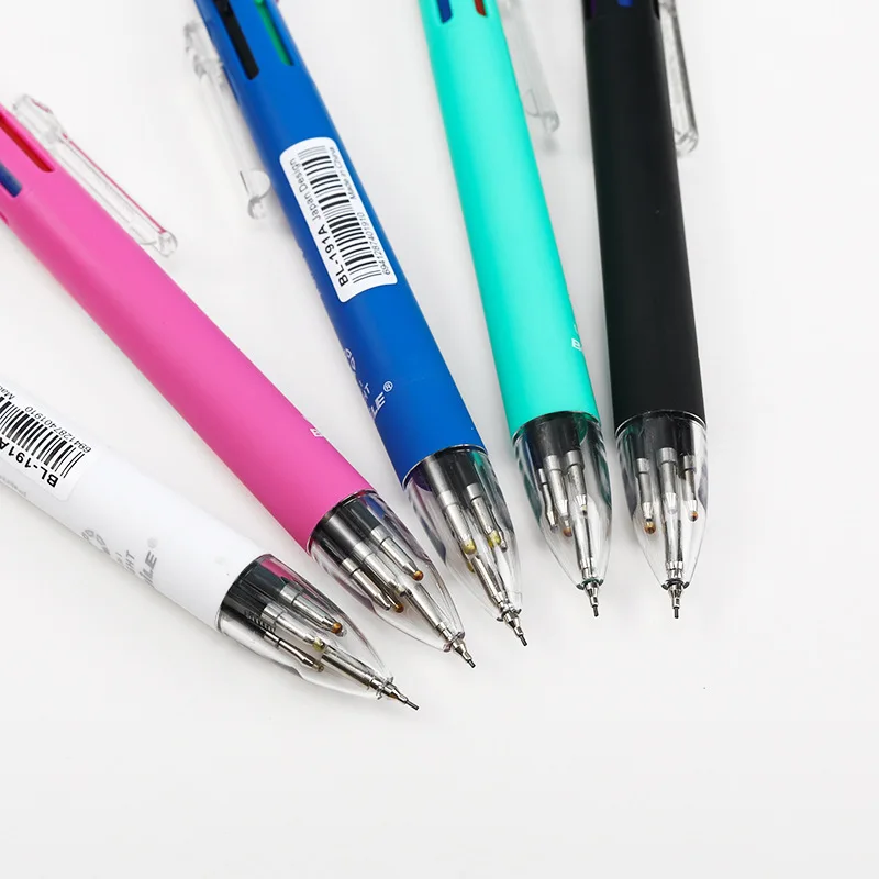 6-in-1 Creative Multicolor Ballpoint Pen Push Type Pens Multifunction Personality Six Colors Press Pens School Office Supply