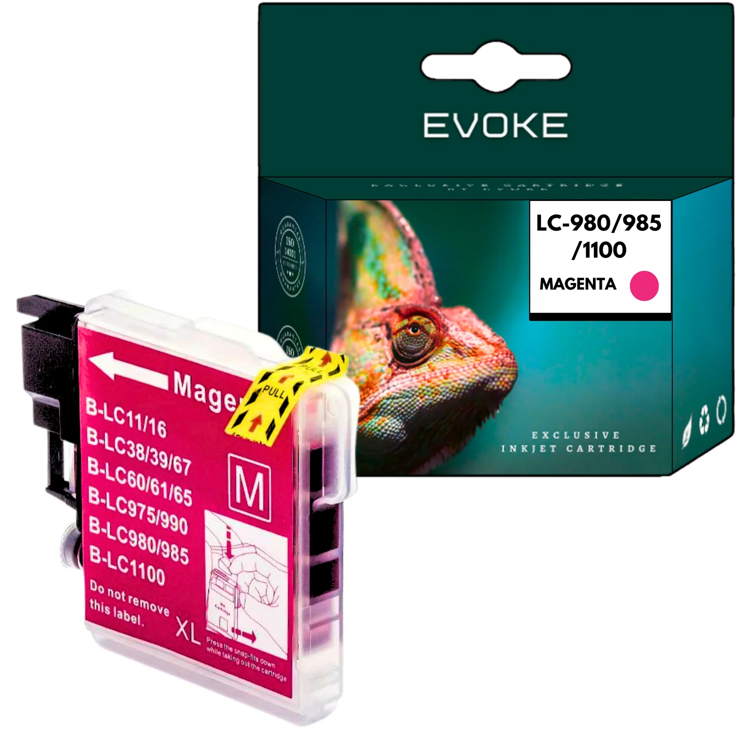 Evoke Compatibele Inkt voor Brother Lc-980 Lc980 Lc-985 Lc985 Lc-1100 Lc1100 Lc980M Lc985M Lc1100M Magenta 12 ml 280 Pagina's Dcp-J125 J140W J315W J415 J515; Mfc-J410 J415 J415W