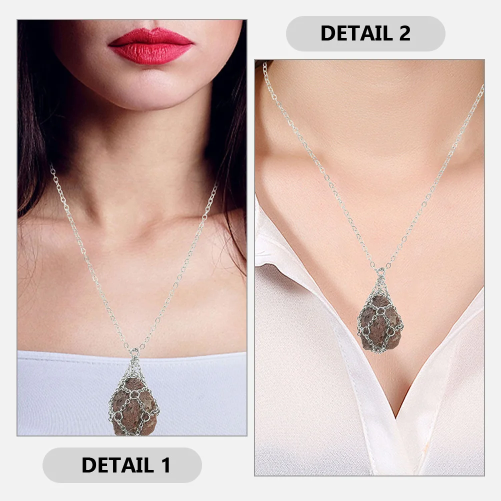 

Necklace Cage Crystal Holder Empty Stone Metal Replacement Silver Pendant for Crystals