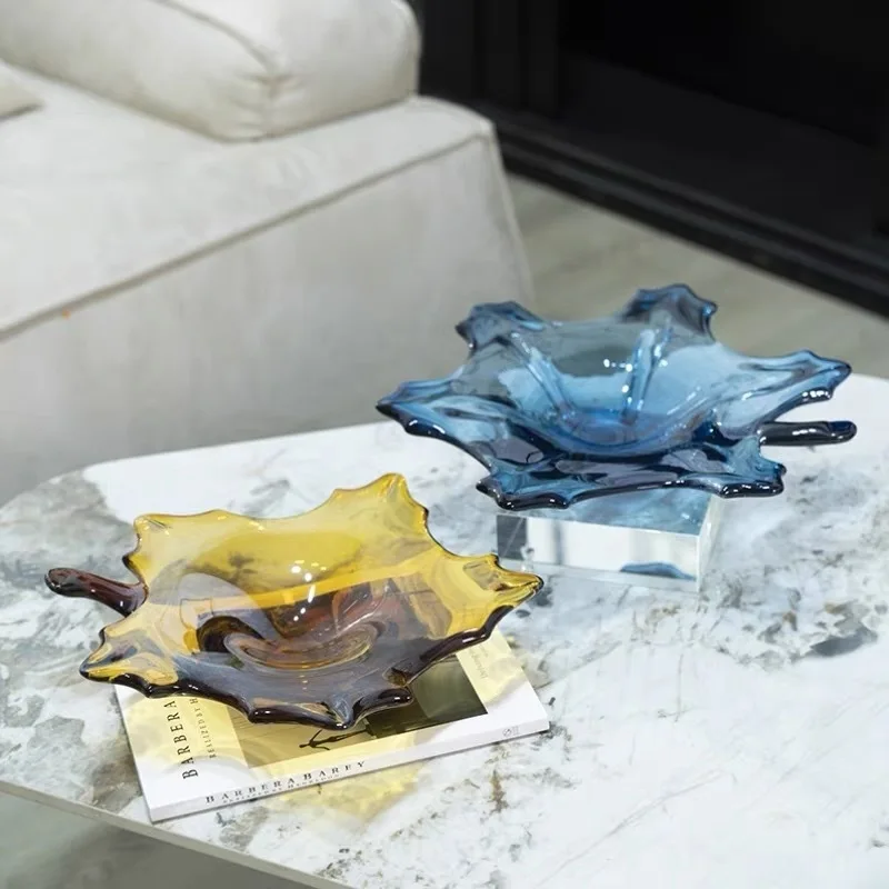 

DSA glazed art leaf fruit plate modern simple living room tea table snack plate model room soft decoration plate