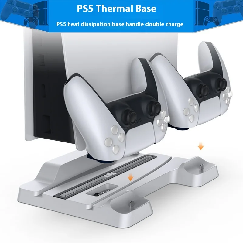 

For Dobe Ps5 Host Fan Cooling Light Emitting Base Ps5 Game Console Multi Functional Charging Stand Controller Base Charging Gift