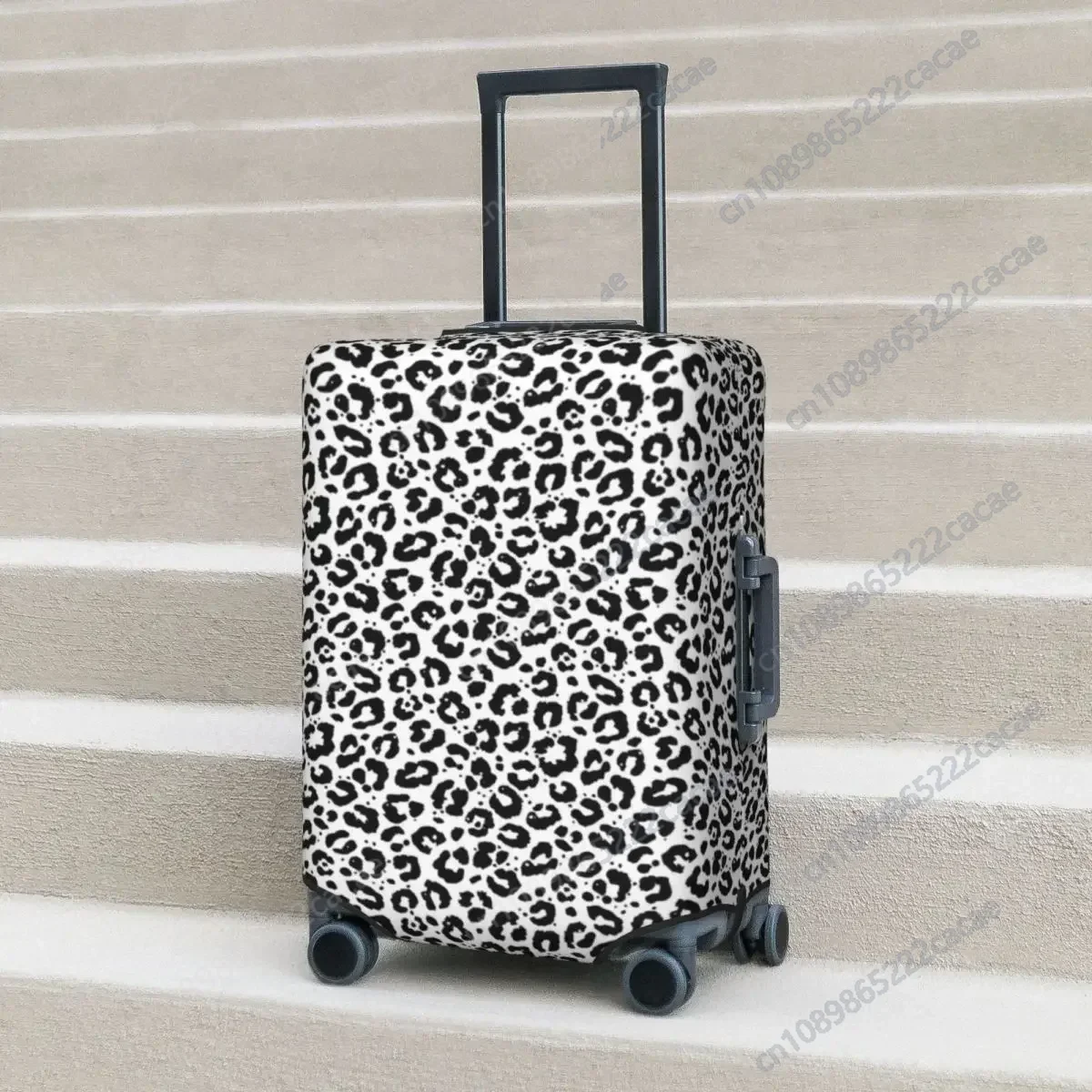 Black White Leopard Print Suitcase Cover Animale Snow Cheetah Fun Business Protection Luggage Case Vacation Custom Luggage Cover