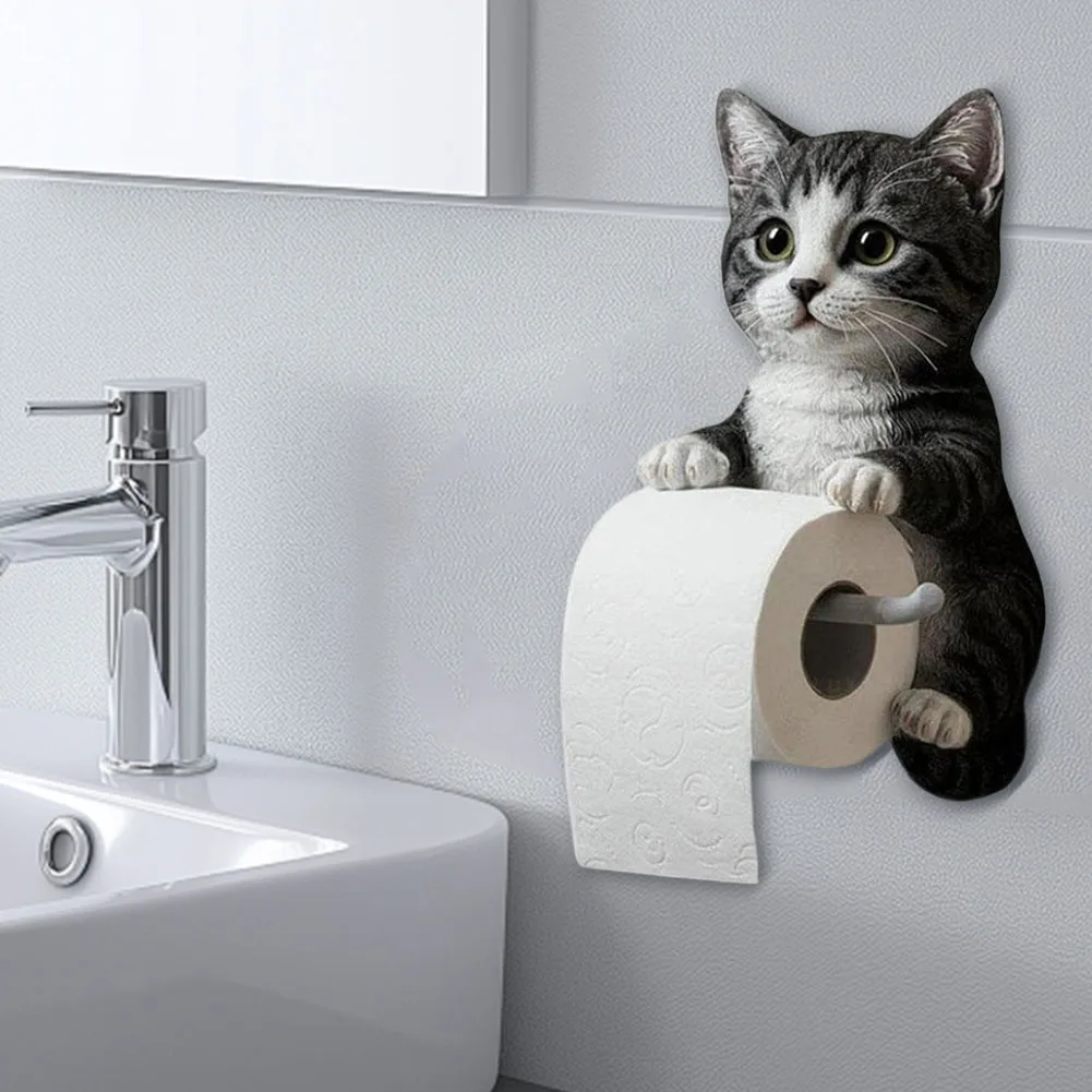 

Wall Mounted Toilet Paper Roll Holder Cat Paper Roll Holder Animal Paper Towel Holder for Kitchen Bathroom Counter Home Cottage