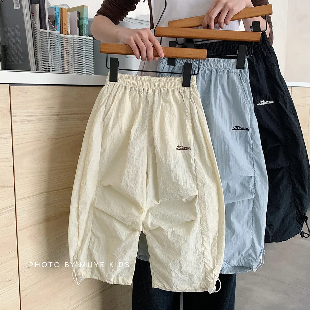 Children Clothing Kids Fashion Korean Style Versatile Long Pants 2026 Summer New Boys Solid Color Simple Casual Pants