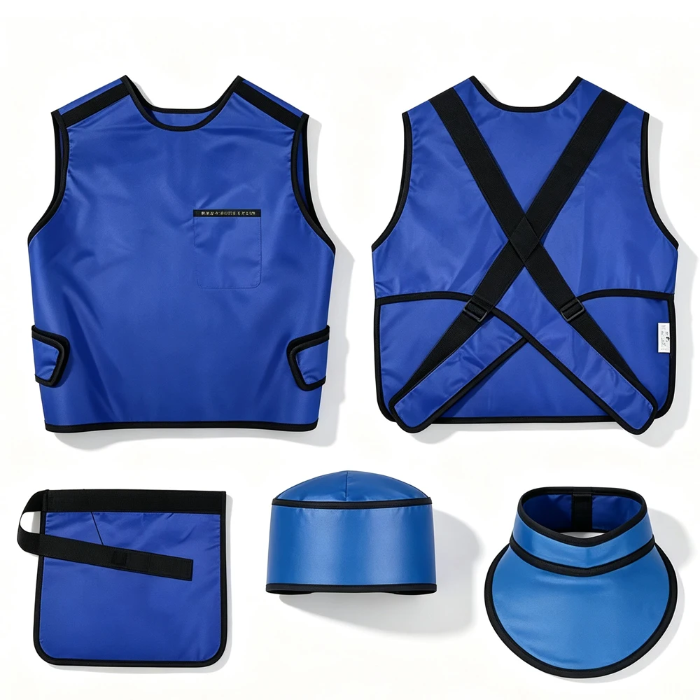 Medical X-Ray Radiation Protection Lead Apron Set 0.35mm Pb Equivalent with Protective Vest & Hat for Dental Radiology