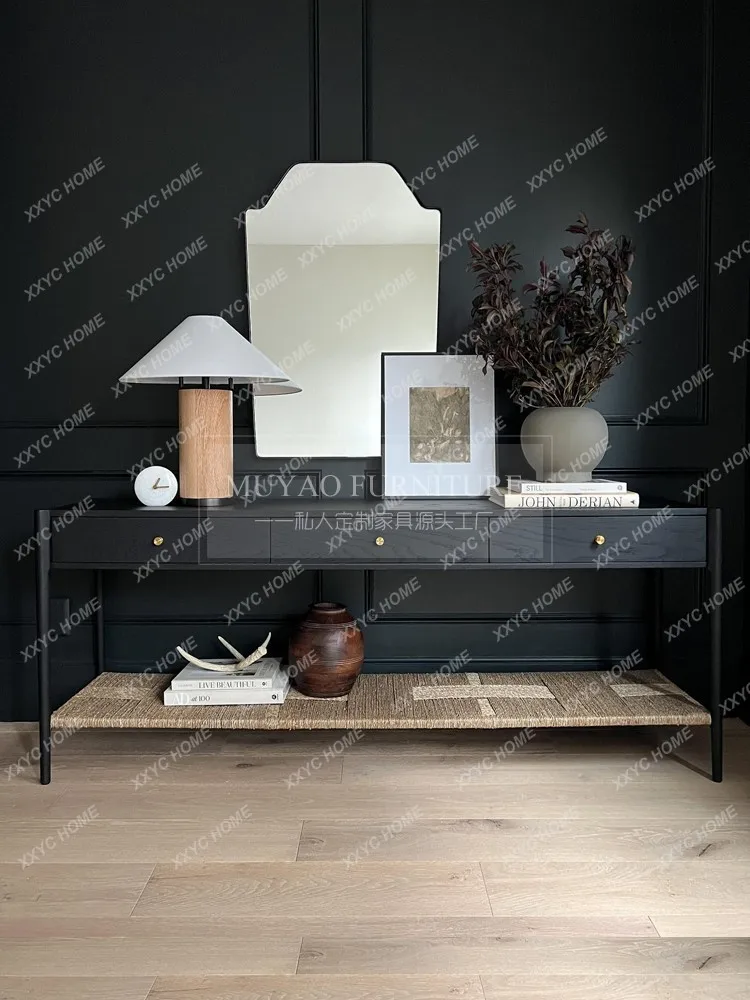 Solid wood entrance ta creative retro entrance entrance tab light luxury meal side tabl sofa back few decorative