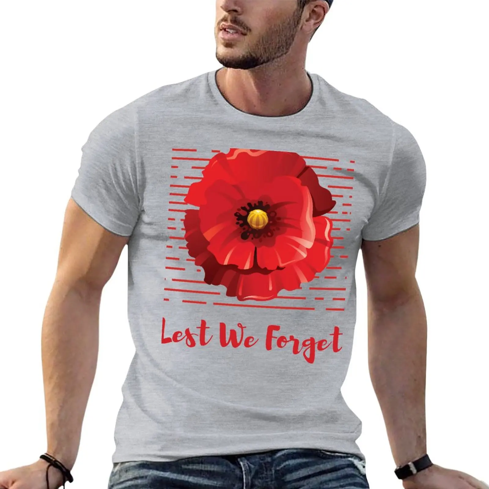 

Lest We Forget, Remembrance Day T-shirt summer top summer clothes animal prinfor boys designer t shirt men