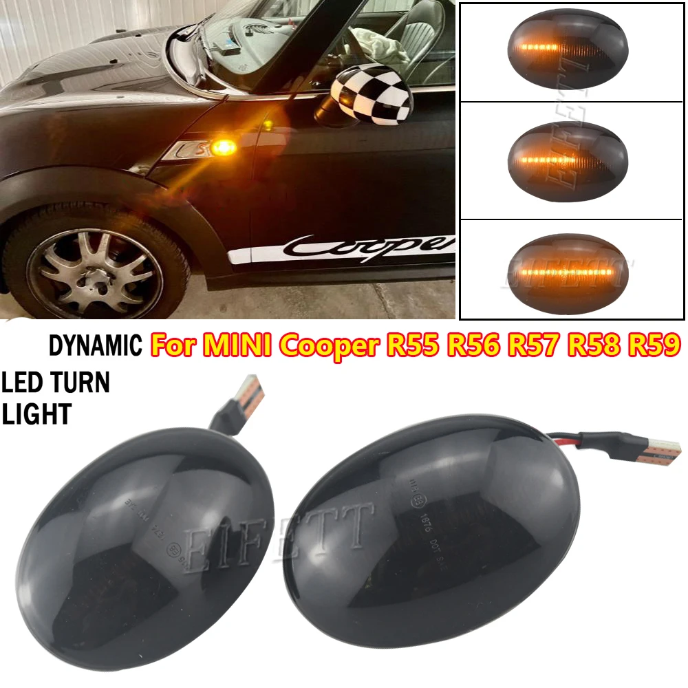 A Pair Of Dynamic LED Flashing turn signal lights side marker lights mini Clubman R55 Cooper R56 R57 R58 R59 07-13 car tuning