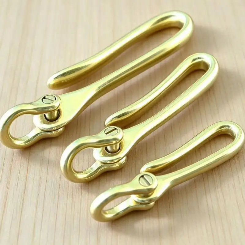Robuster Messing-Gürtelhaken Schlüsselanhänger Vintage Matt-Finish Schlüsselring-Clip für Geldbörse, Kette, Wandern, Reisen – Detail 7