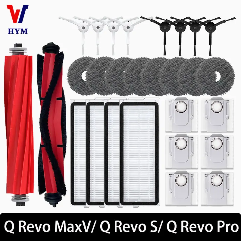 Roborock Q Revo Pro/Q Revo MaxV /Q Revo S Robot Vacuums Cleaner Accessory Dust Bag Main Side Brush Hepa Filter Mop Cloths Spare