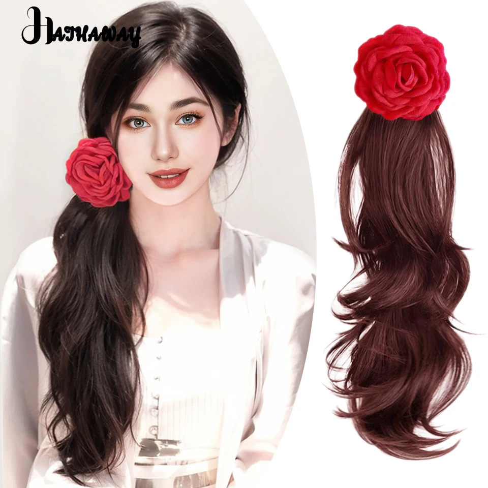 Micro Curly Ponytail Wig Female Natural Rose Layer Wave Roll Synthetic Ponytail Side Wig Braid Ponytail