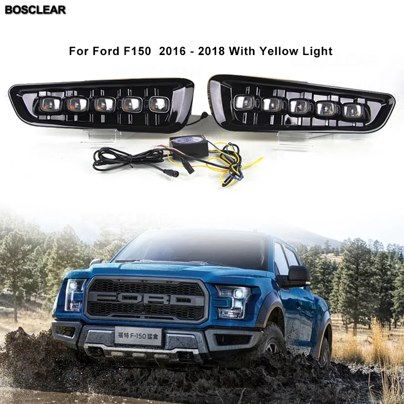 

2pcs 12V LED Daytime Running Light DRL Day Lights Fog Turning Signal Lamp For ford Raptor F150 2016 2017 2018 car Accessories