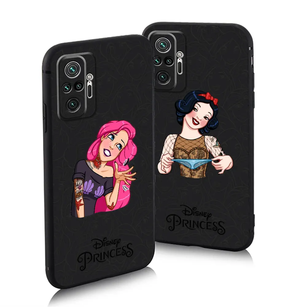 Disney Tattoo Princess Case For Xiaomi Redmi Note 11 10 9 Pro 13 10S 11S 12 9A 9C 9T K40 8 8T 7 10C 12C Silicone Phone Cover