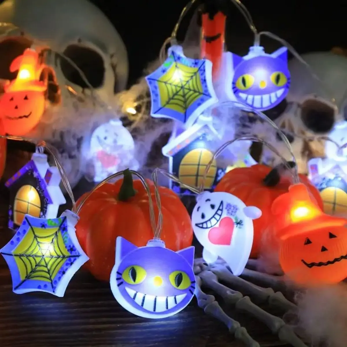 Halloween Horror LED Pumpkin Ghost Witch Spider Mummy Lights Waterproof Indoor Window Decorative Lamps for Party Atmosphere