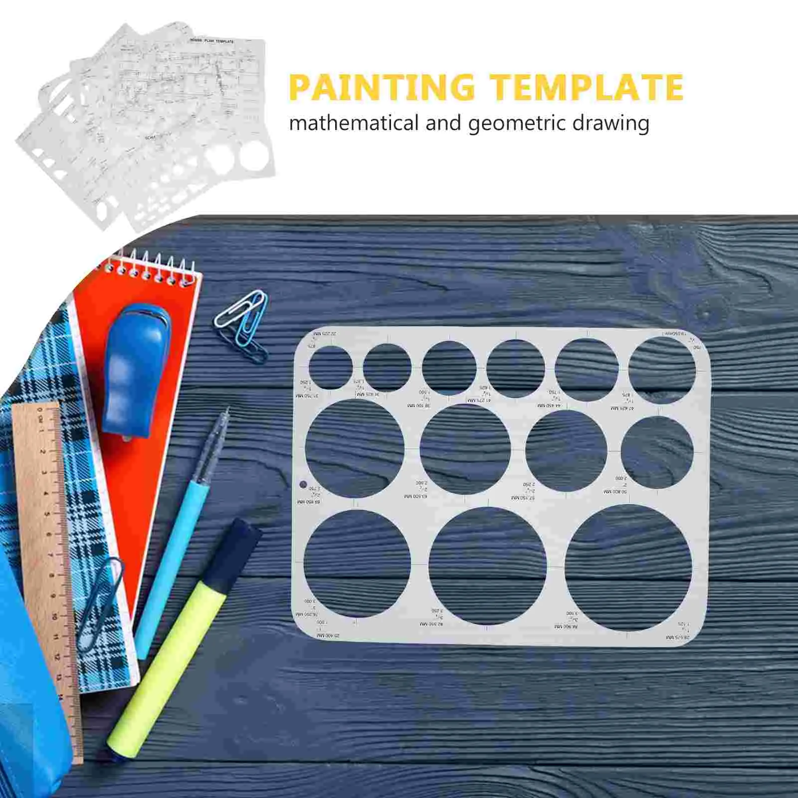 6 Pcs Geometric Drawing Templates Circle Oval Square Triangular Rulers Architecture Scale Drafting Stencils School Office Math